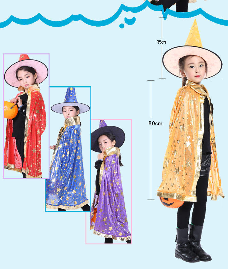 children's Wizard Cape Witch Cloak With Hat size chart