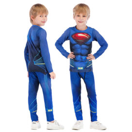 kids classic superman blue cosplay costume for superhero parties