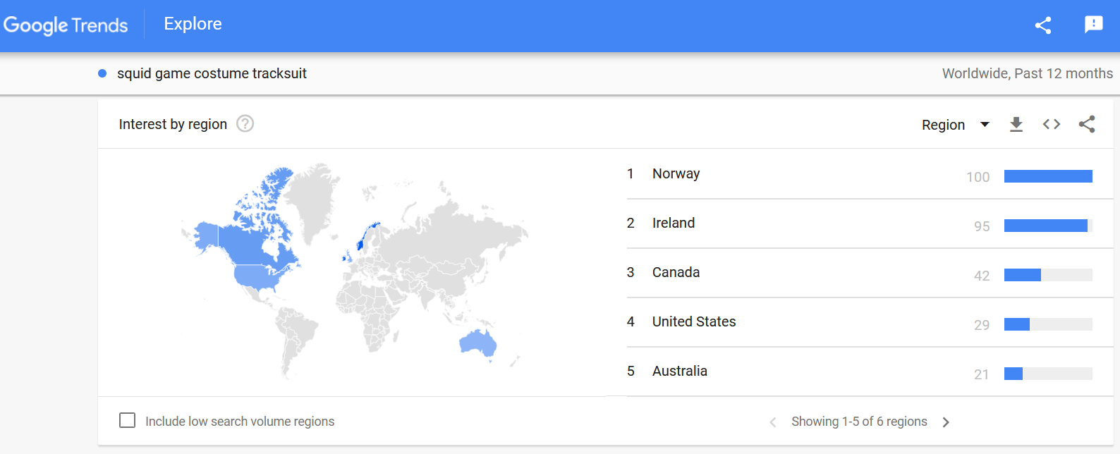 Worldwide - squid game costume tracksuit - google trends