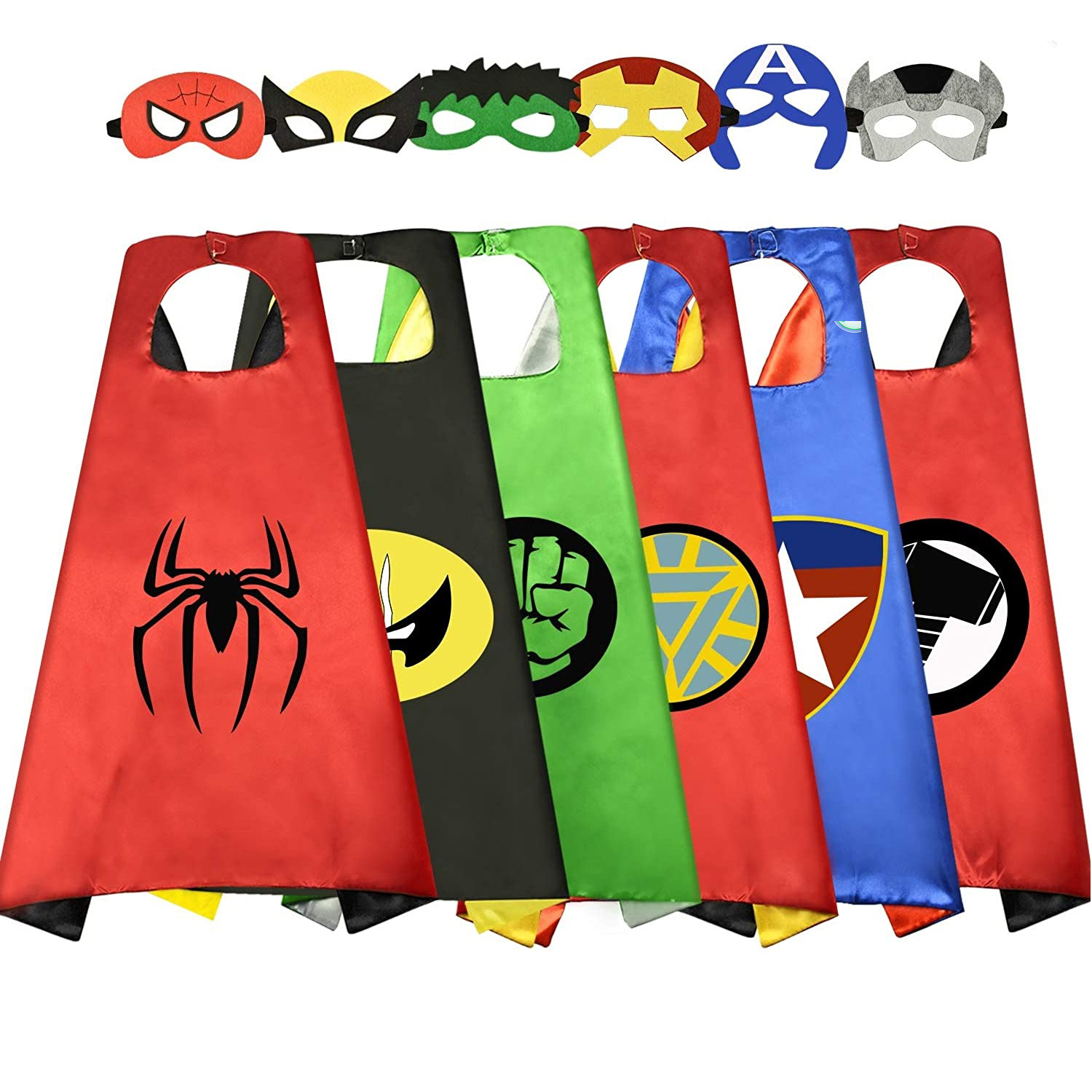 6PCS Marvel Avenger Superhero Cape Mask Set For Kids 01