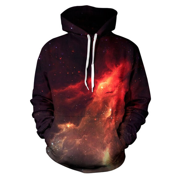 fashion casual long sleeve Starry Night print hooded hoodie