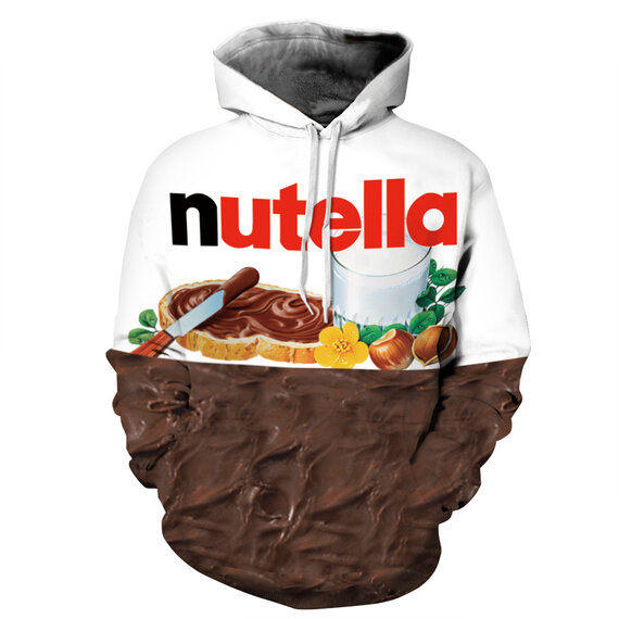 Nutella Food Print Hoodie For Man and Women funy  long sleeve pullover hooded sweatshirt