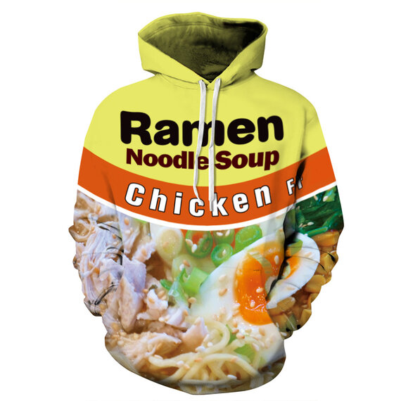 Ramen Noodle Soup Chicken Food Print Hoodie For Unisex