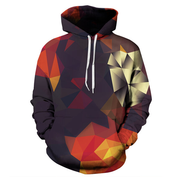 Fashion Red And Yellow Prismatic Graphic Hoodie For Unisex