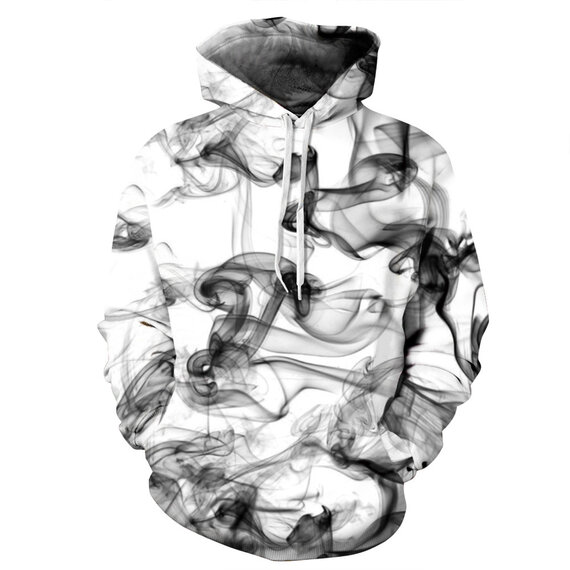 Black And White Smoke Graphic Pullover Hoodie