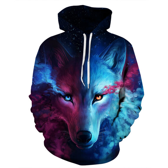 Long Sleeve Pullover Wolf Graphic Hoodie