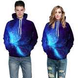 Starry Night print hooded hoodie for mens and women