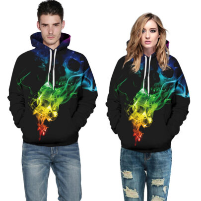 skull graphic hooded hoodie