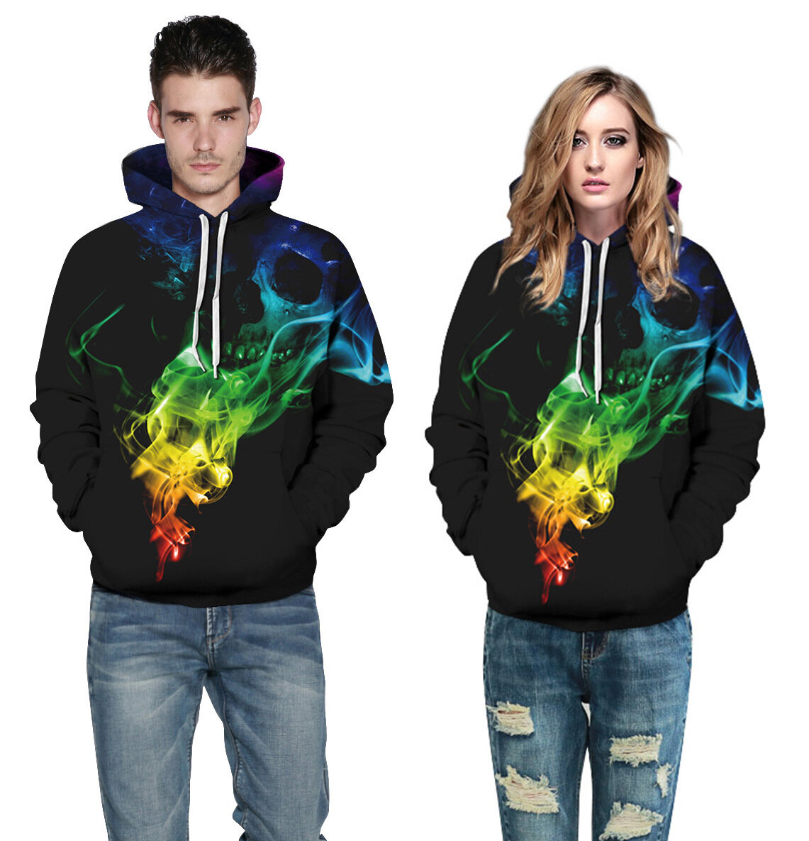 skull graphic hooded hoodie