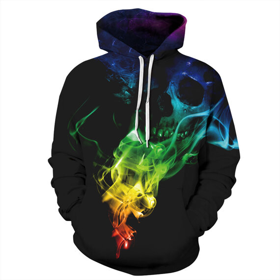 skull print pullover hoodie