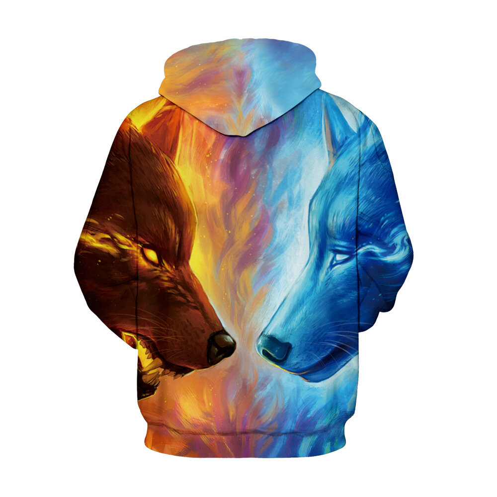Ice and fire wolf hoodie cheap