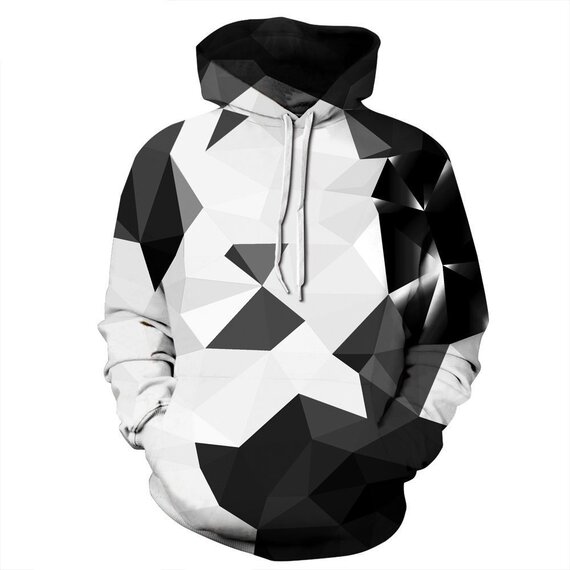 Fashion Black White Prismatic Graphic Hoodie