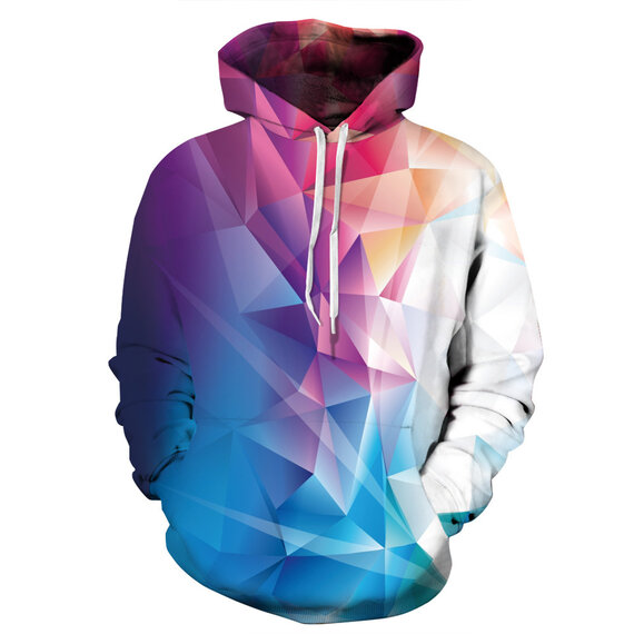 Blue Red Prismatic Graphic Pullover Hoodie For Women And Men