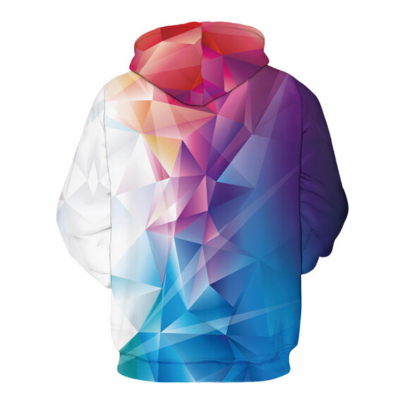 Blue Red Prismatic Print Pullover Hoodie For Unisex