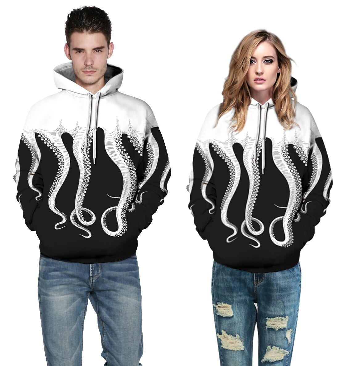Fashion Octopus Print Hoodie For Women And Men