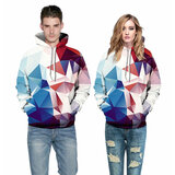 Cool Blue White Red Prismatic Print Pullover Hoodie For Women And Men