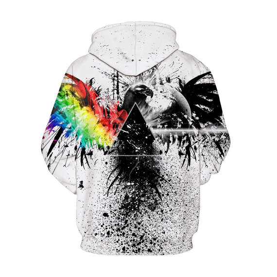 cool 3D digital eagle print pullover hoodie long sleeve