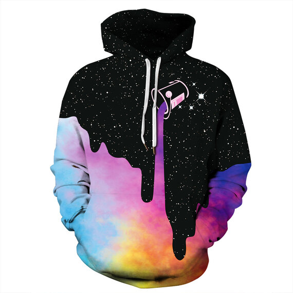 Cool Starry Night Print Hooded Hoodie For Unisex