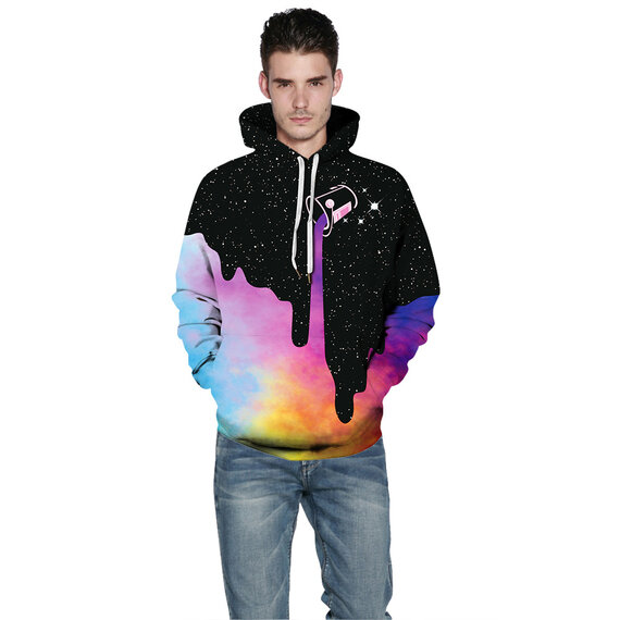 Cool Starry Night Print Pullover Hoodie For Men and Women