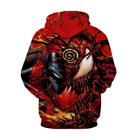 long sleeve red 3d digital print hoodie