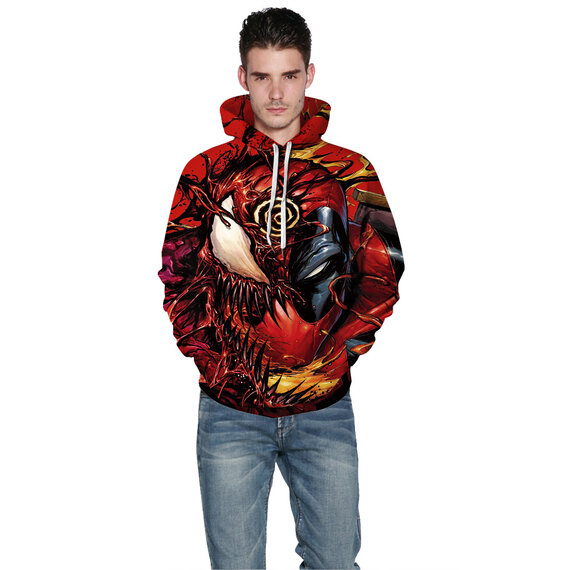 long sleeve red 3d digital Graphic hoodie