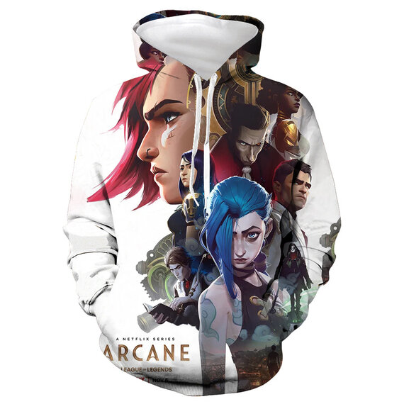 Jinx Arcane League Of Legends Print Hoodie