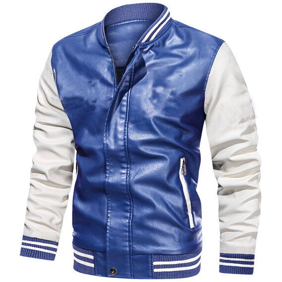 Cool Mens Motorcycle Leather Plus Velvet Flying Pu Jacket