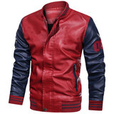 Red Motorcycle Pu Leather Jacket For Mens.cool winter coat