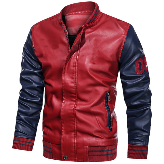 Red Motorcycle Pu Leather Jacket For Mens.cool winter coat