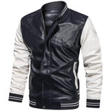 Cool Men's Motorcycle Pu Leather Jacket Coast White