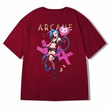 short sleeve Red Arcane JINX T Shirt League Of Legends