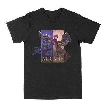 cool black Arcane JINX T Shirt League Of Legends short sleeve