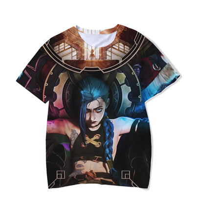 short sleeve Arcane JINX Print Tee Shirt League Of Legends graphic tee