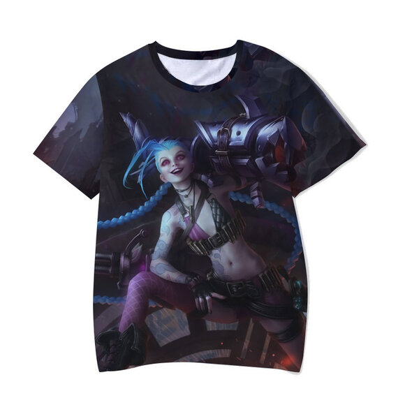 Cool LOL League Of Legends JINX rocket gun Cosplay shirt