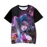 short sleeve LOL Arcane Jinx Wallpaper Graphic Tee Shirt