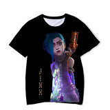 short sleeve LOL Arcane Jinx With Gun Cosplay Tee Shirt