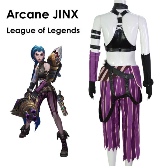 League of Legends Arcane JINX Cosplay Costume with 9 Accessories