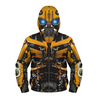 Zip-up Transformers Bumblebee Print Hoodie For boys