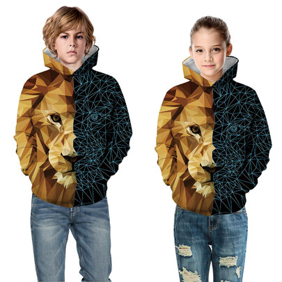Cool pullover Tiger Print Hoodie For Kids