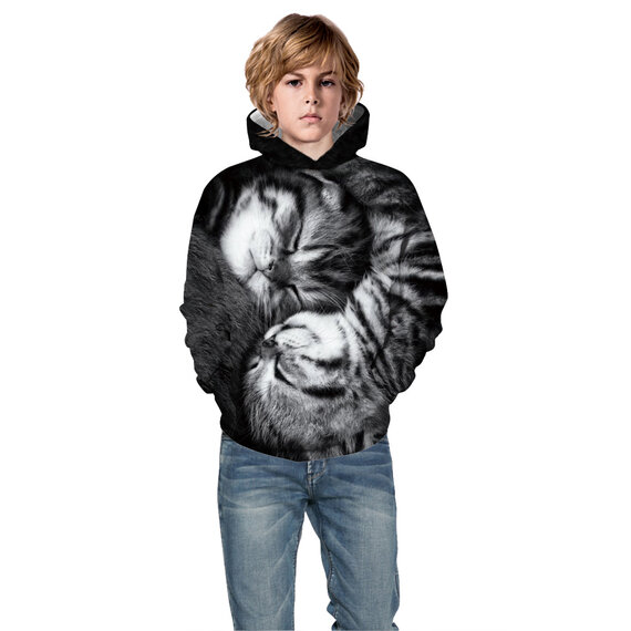 Cool pullover Cat Print Hoodie For girls