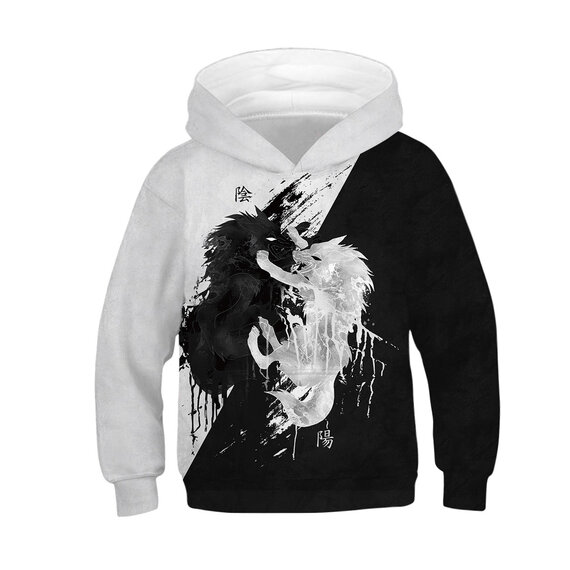 Lion Print Pullover Hoodie For Children