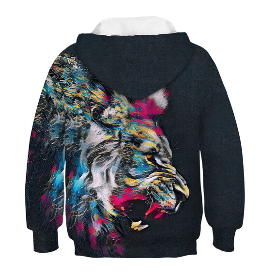 Cool Lion Print Pullover Hoodie For Boys
