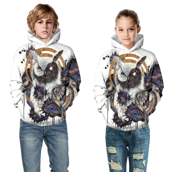 Owl Print Hoodie For Kids