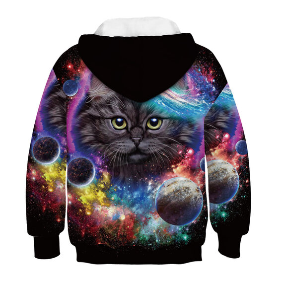 Lovely Cat And Universe Graphic Hoodie For Boys