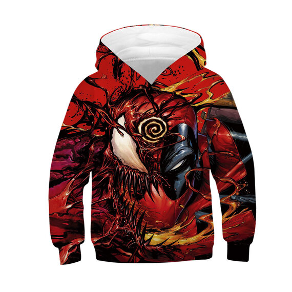 Cool Marvel Venom Print pullover Hoodie For Children Red