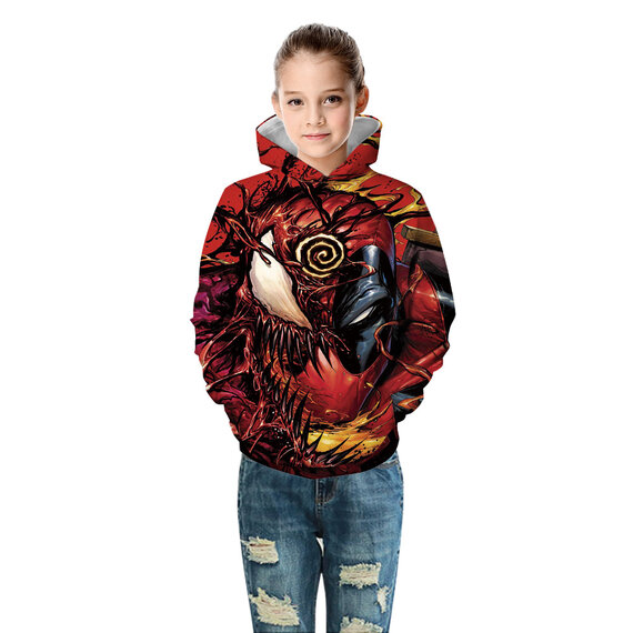 Cool Marvel Venom Graphic pullover Hoodie For Kids Red