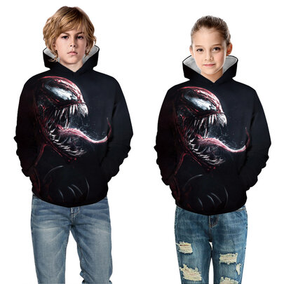 Marvel Venom Print pullover Hoodie For Kids Black