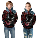 Cool Marvel Venom Print pullover Hoodie For Kids Grey
