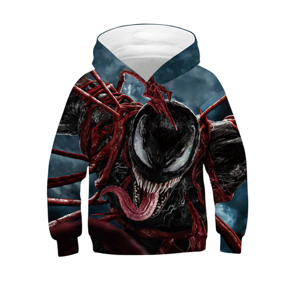 Cool Marvel Venom Print pullover Hoodie For Children Grey