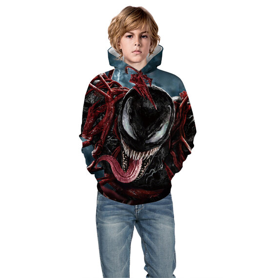 Cool Marvel Venom Print pullover Hoodie For girls Grey